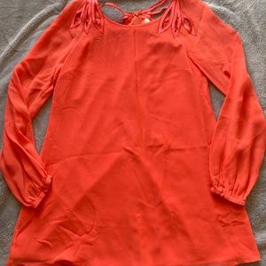 🍊 EUC MARCIANO ORANGE LONG SLEEVE SILK TUNIC SMALL